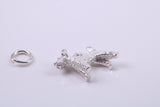 Airedale Terrier Dog Charm, Traditional Charm, Made from Solid 925 Grade Sterling Silver, Complete with Attachment Link