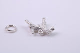 Airedale Terrier Dog Charm, Traditional Charm, Made from Solid 925 Grade Sterling Silver, Complete with Attachment Link
