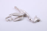 Flying Stork Delivering Baby Charm, Traditional Charm, Made from Solid 925 Grade Sterling Silver, Complete with Attachment Link
