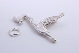 Flying Stork Delivering Baby Charm, Traditional Charm, Made from Solid 925 Grade Sterling Silver, Complete with Attachment Link