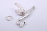 Flying Stork Delivering Baby Charm, Traditional Charm, Made from Solid 925 Grade Sterling Silver, Complete with Attachment Link