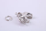 Indian Elephant Charm, Traditional Charm, Made from Solid 925 Grade Sterling Silver, Complete with Attachment Link