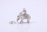 Indian Elephant Charm, Traditional Charm, Made from Solid 925 Grade Sterling Silver, Complete with Attachment Link