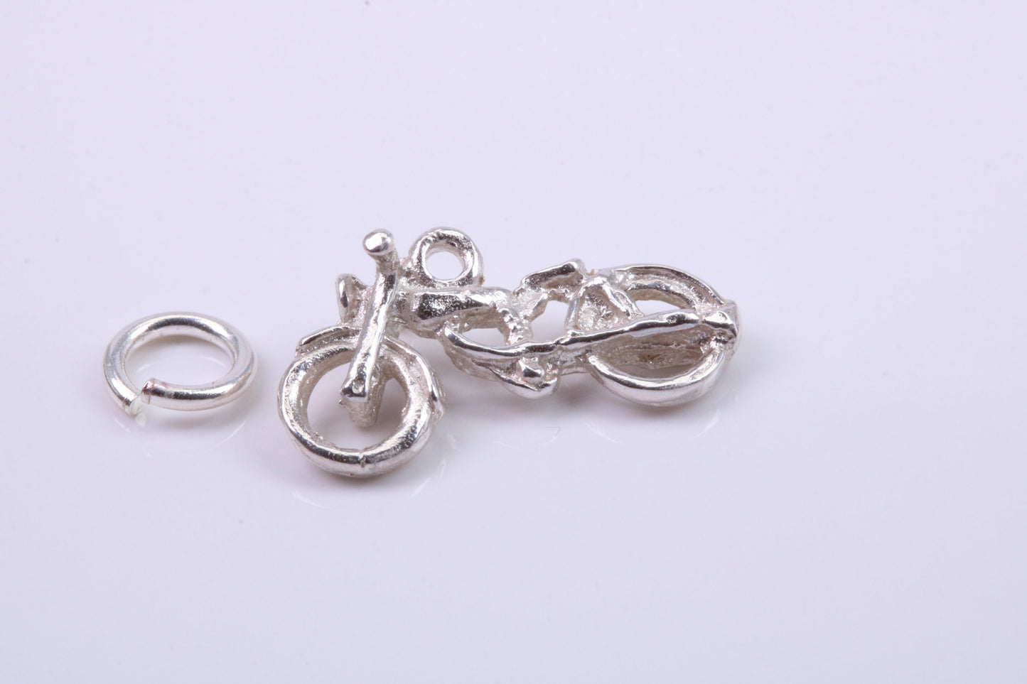 Motorbike Charm, Traditional Charm, Made from Solid 925 Grade Sterling Silver, Complete with Attachment Link