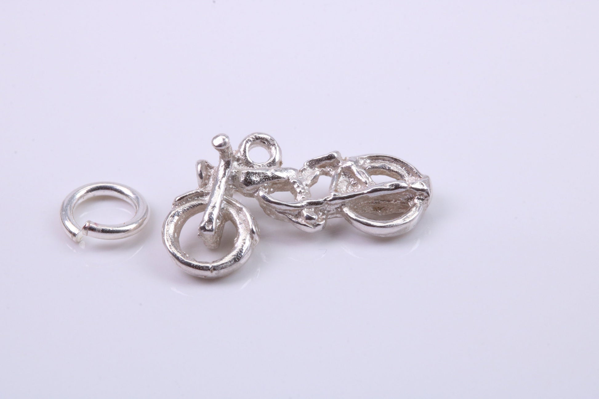 Motorbike Charm, Traditional Charm, Made from Solid 925 Grade Sterling Silver, Complete with Attachment Link