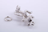 Standing Tiger Charm, Traditional Charm, Made from Solid 925 Grade Sterling Silver, Complete with Attachment Link