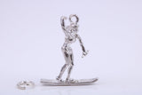 Girl Water Skiing Charm, Traditional Charm, Made from Solid 925 Grade Sterling Silver, Complete with Attachment Link