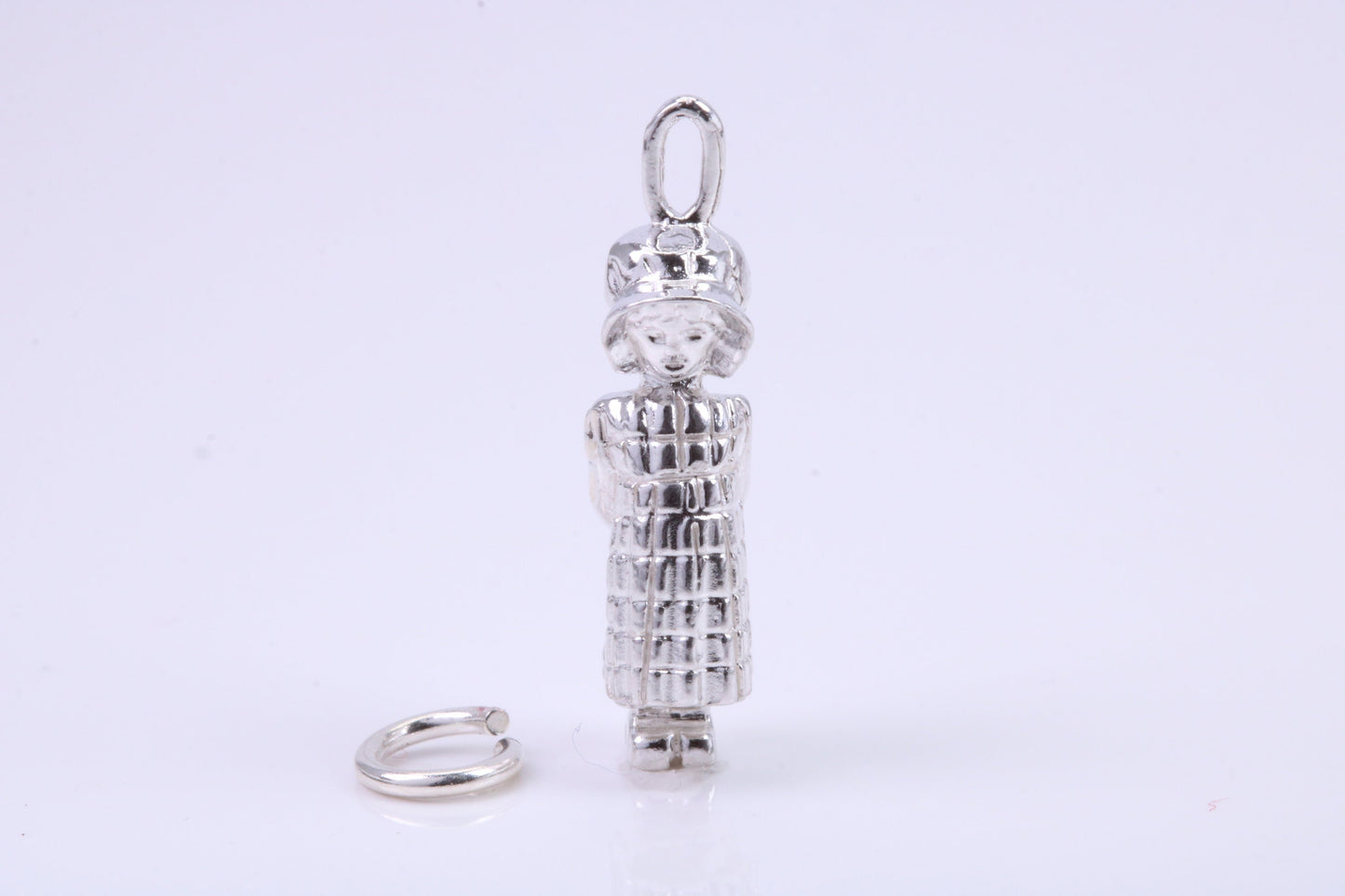 Little Bo Peep Charm, Traditional Charm, Made from Solid 925 Grade Sterling Silver, Complete with Attachment Link