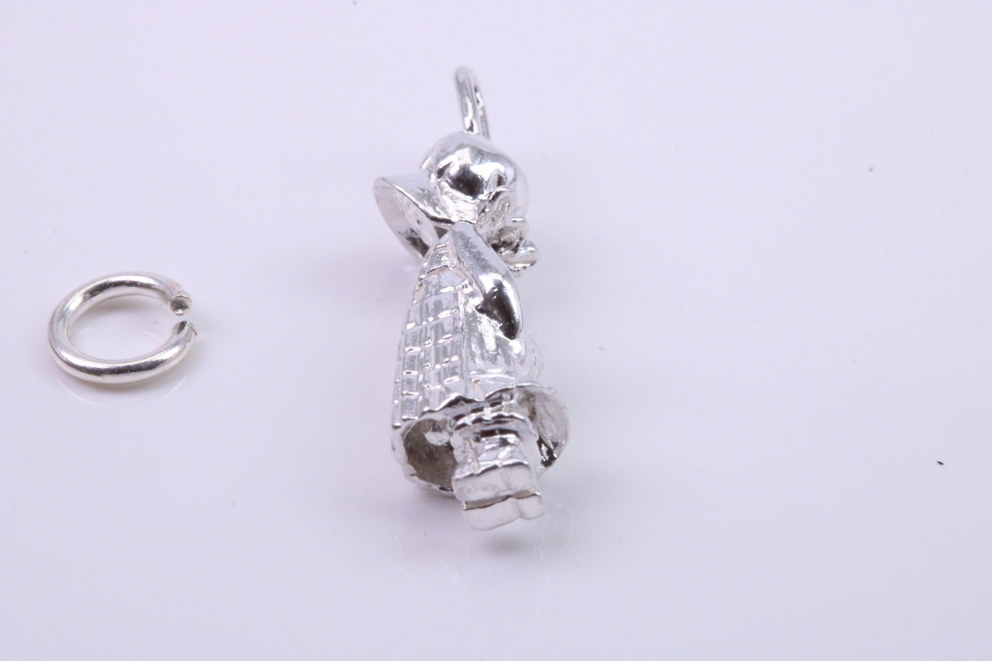 Little Bo Peep Charm, Traditional Charm, Made from Solid 925 Grade Sterling Silver, Complete with Attachment Link