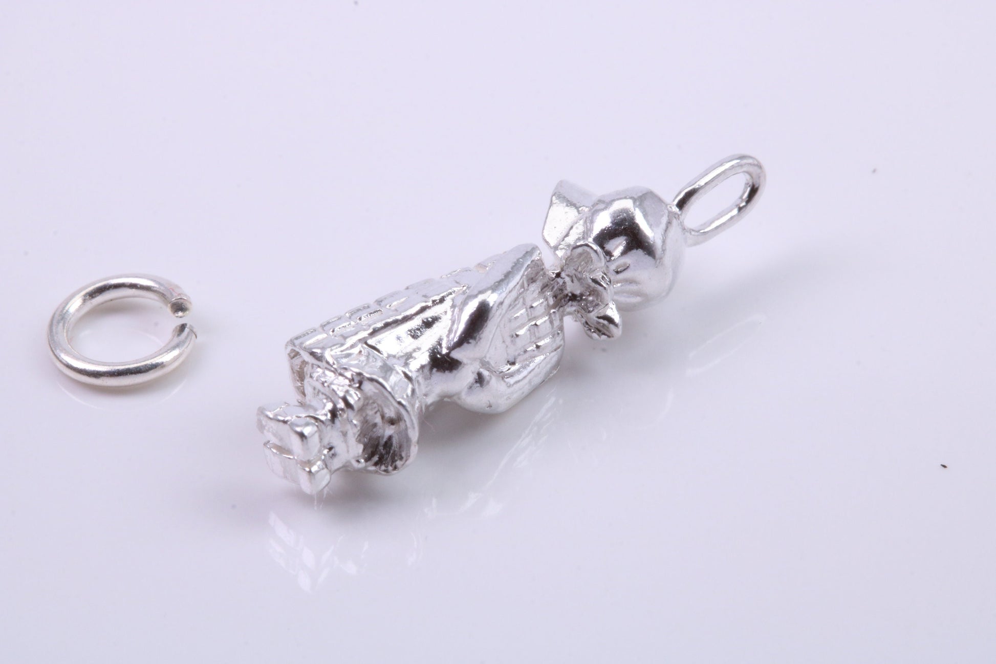 Little Bo Peep Charm, Traditional Charm, Made from Solid 925 Grade Sterling Silver, Complete with Attachment Link