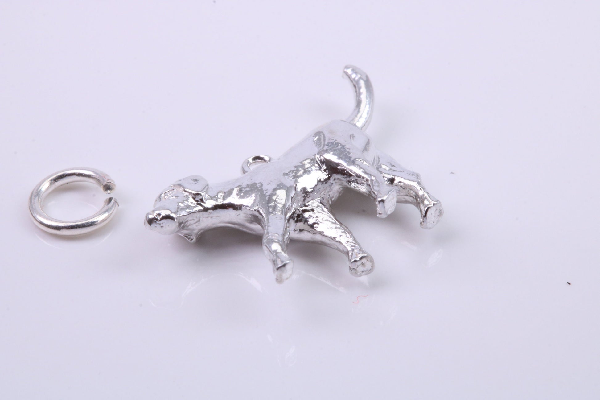 Fox Hound Dog Charm, Traditional Charm, Made from Solid 925 Grade Sterling Silver, Complete with Attachment Link
