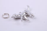Fox Hound Dog Charm, Traditional Charm, Made from Solid 925 Grade Sterling Silver, Complete with Attachment Link