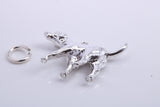 Fox Hound Dog Charm, Traditional Charm, Made from Solid 925 Grade Sterling Silver, Complete with Attachment Link