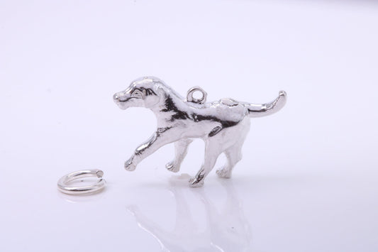 Fox Hound Dog Charm, Traditional Charm, Made from Solid 925 Grade Sterling Silver, Complete with Attachment Link