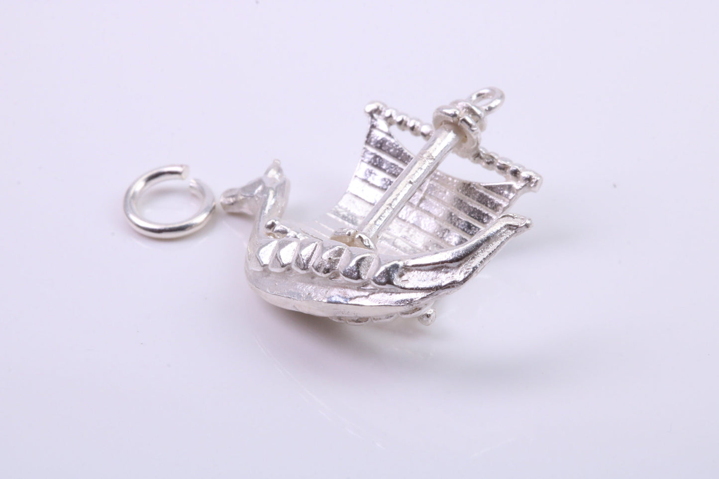 Viking Boat Charm, Traditional Charm, Made from Solid 925 Grade Sterling Silver, Complete with Attachment Link