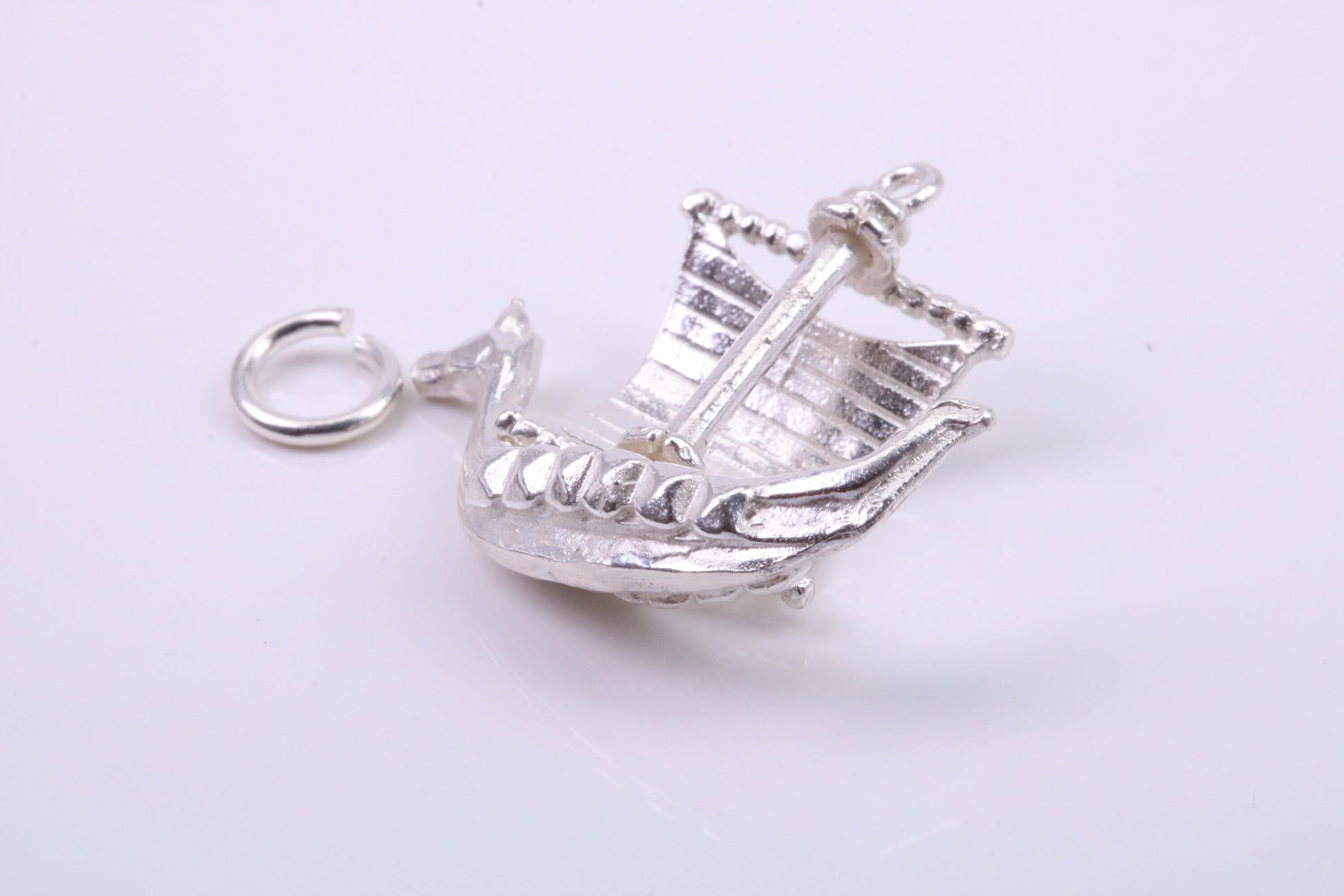 Viking Boat Charm, Traditional Charm, Made from Solid 925 Grade Sterling Silver, Complete with Attachment Link