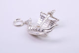 Viking Boat Charm, Traditional Charm, Made from Solid 925 Grade Sterling Silver, Complete with Attachment Link