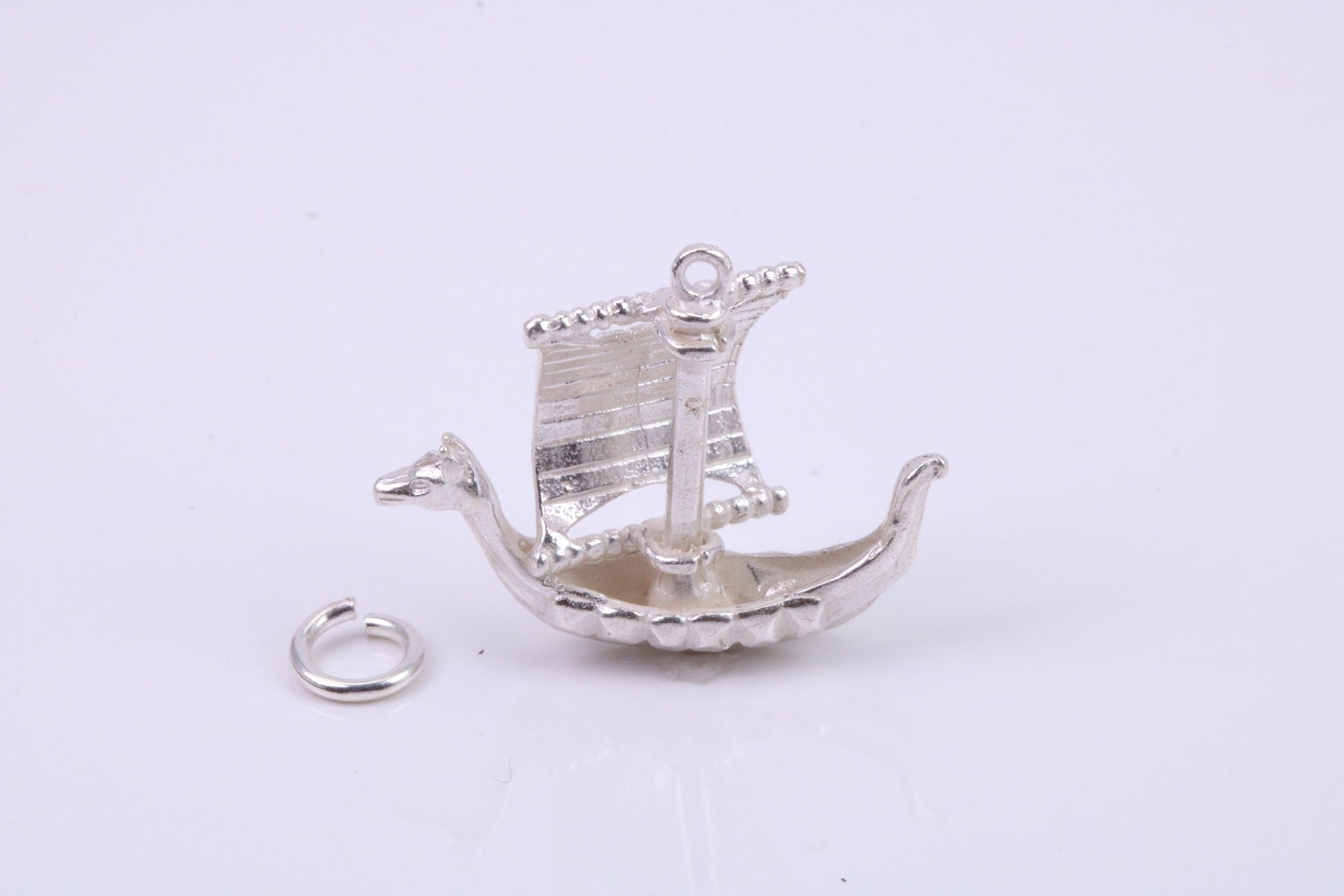 Viking Boat Charm, Traditional Charm, Made from Solid 925 Grade Sterling Silver, Complete with Attachment Link