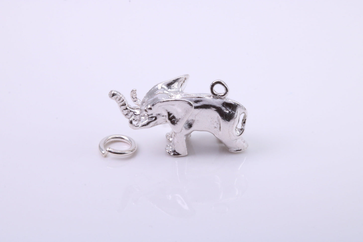 African Tusker Elephant Charm, Traditional Charm, Made from Solid 925 Grade Sterling Silver, Complete with Attachment Link