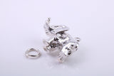 African Tusker Elephant Charm, Traditional Charm, Made from Solid 925 Grade Sterling Silver, Complete with Attachment Link
