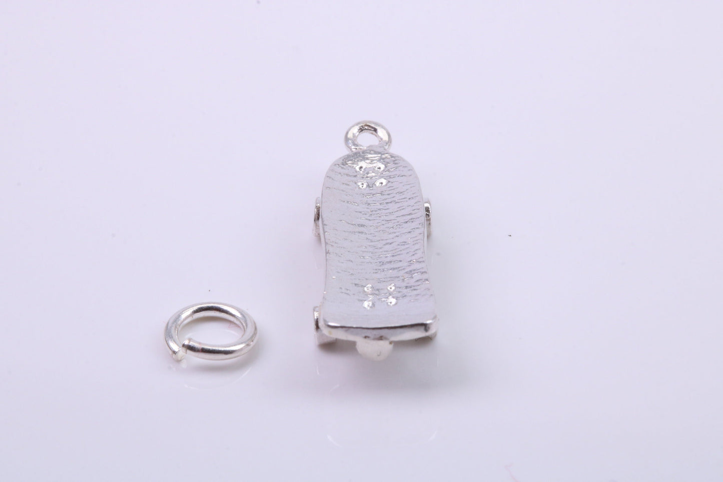 Skateboard Charm, Traditional Charm, Made from Solid 925 Grade Sterling Silver, Complete with Attachment Link