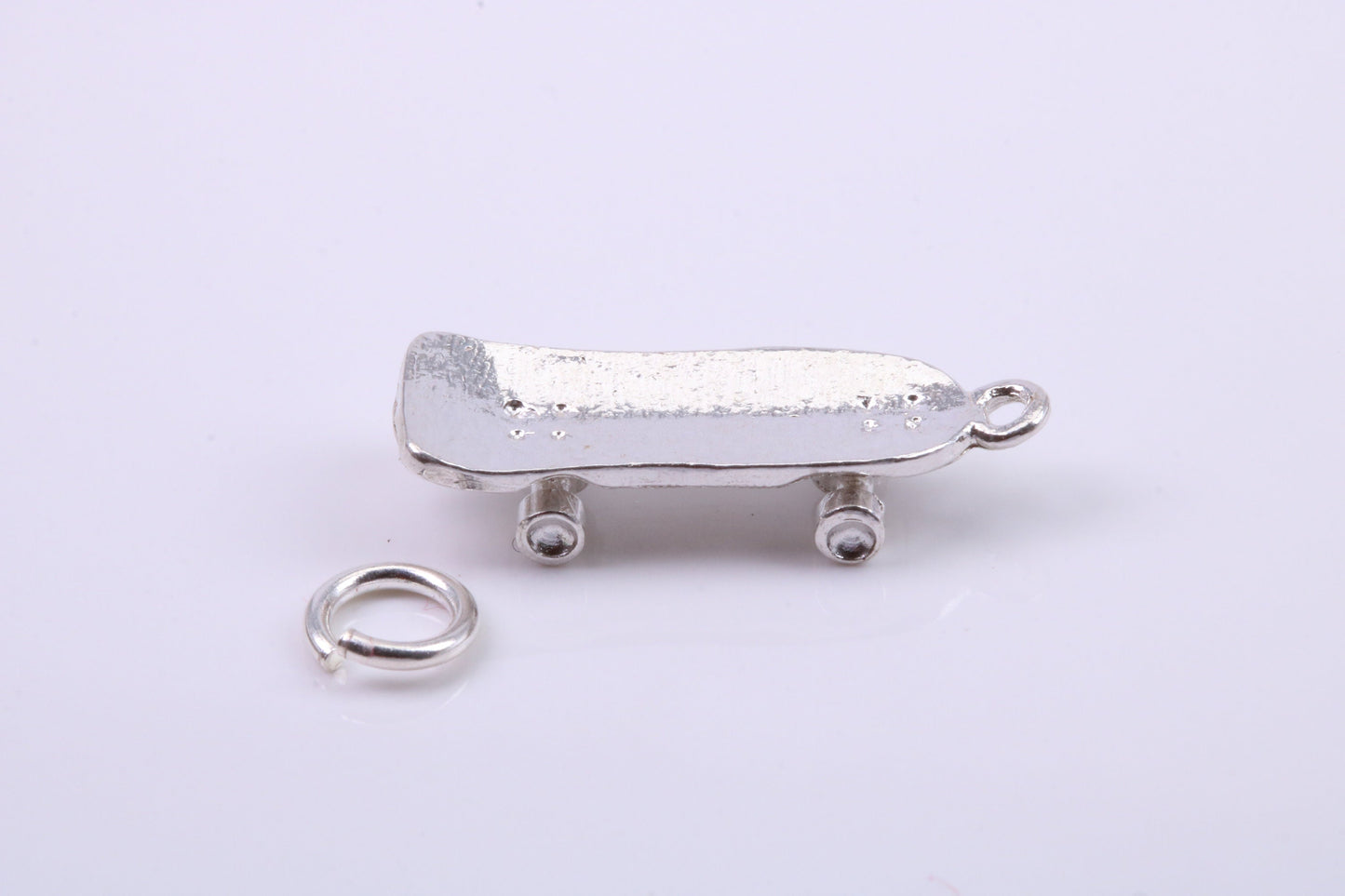 Skateboard Charm, Traditional Charm, Made from Solid 925 Grade Sterling Silver, Complete with Attachment Link
