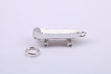 Skateboard Charm, Traditional Charm, Made from Solid 925 Grade Sterling Silver, Complete with Attachment Link