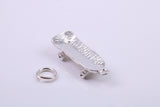 Skateboard Charm, Traditional Charm, Made from Solid 925 Grade Sterling Silver, Complete with Attachment Link