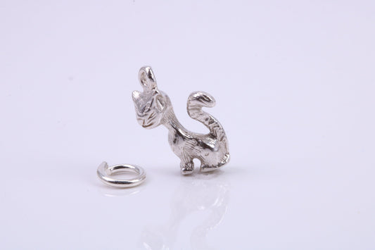Cat Charm, Traditional Charm, Made from Solid 925 Grade Sterling Silver, Complete with Attachment Link