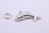 Salmon Fish Charm, Traditional Charm, Made from Solid 925 Grade Sterling Silver, Complete with Attachment Link