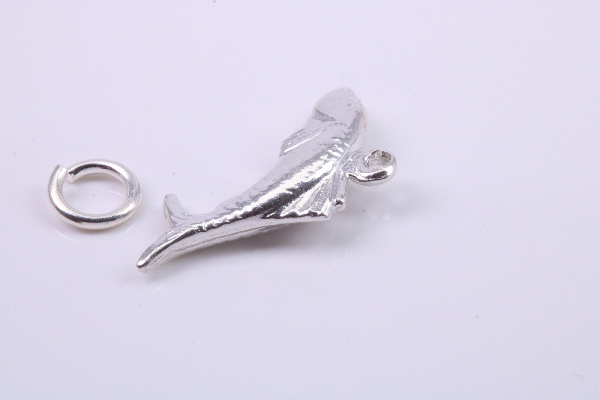 Salmon Fish Charm, Traditional Charm, Made from Solid 925 Grade Sterling Silver, Complete with Attachment Link