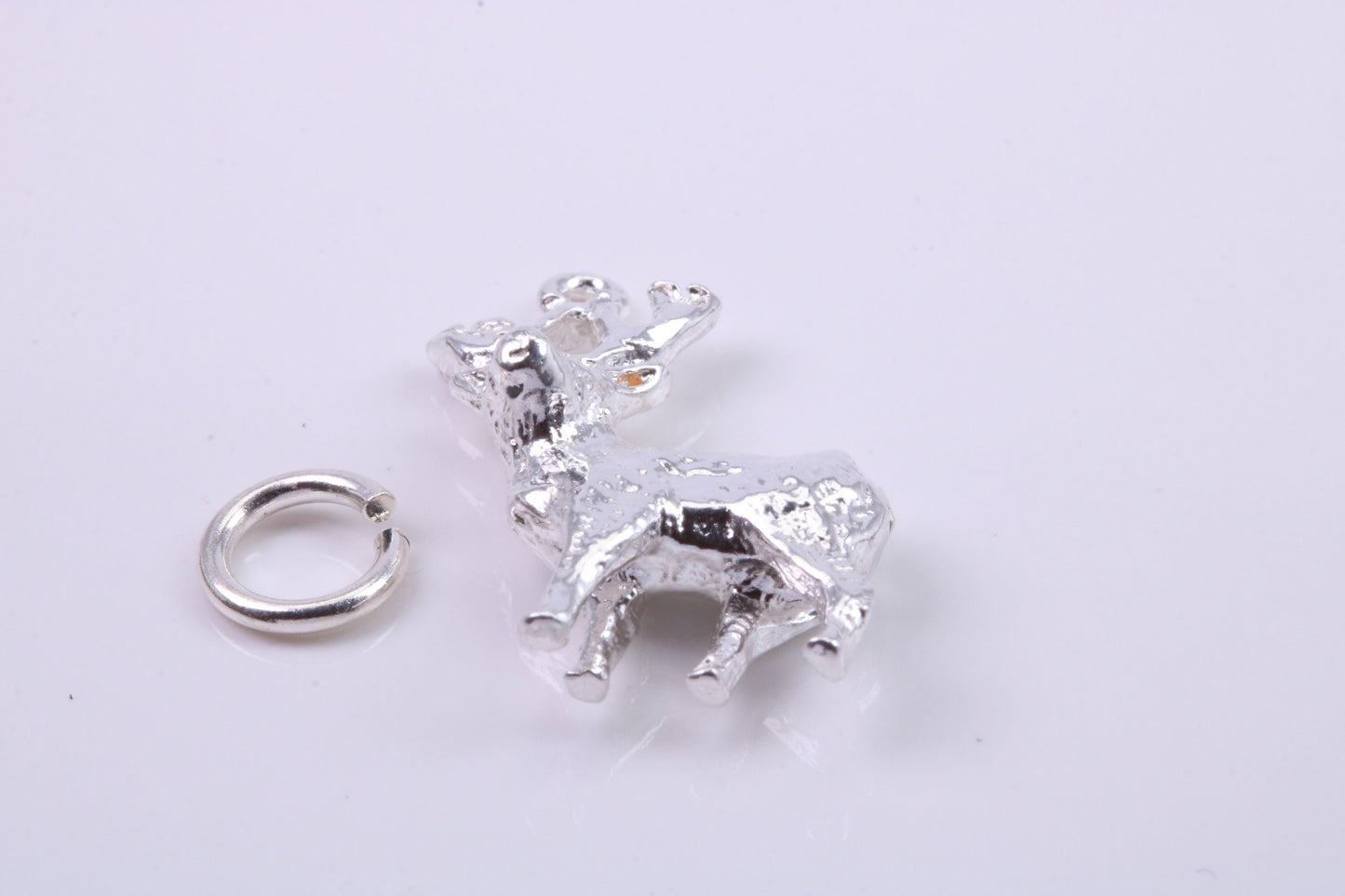 Deer Charm, Traditional Charm, Made from Solid 925 Grade Sterling Silver, Complete with Attachment Link