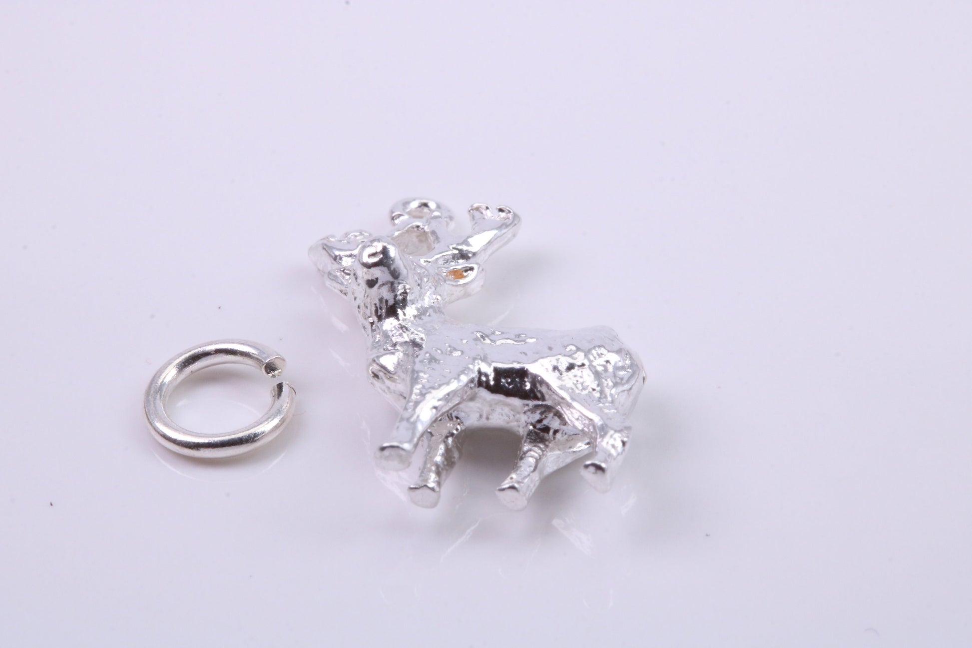 Deer Charm, Traditional Charm, Made from Solid 925 Grade Sterling Silver, Complete with Attachment Link