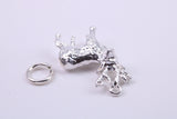 Deer Charm, Traditional Charm, Made from Solid 925 Grade Sterling Silver, Complete with Attachment Link