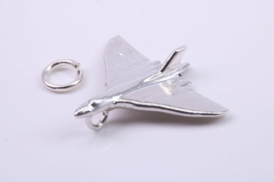Vulcan Bomber Airplane Charm, Traditional Charm, Made from Solid 925 Grade Sterling Silver, Complete with Attachment Link