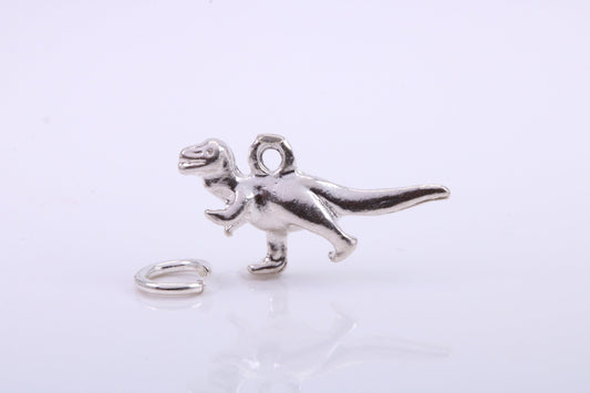 Dinosaur Charm, Traditional Charm, Made from Solid 925 Grade Sterling Silver, Complete with Attachment Link
