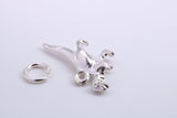 Dinosaur Charm, Traditional Charm, Made from Solid 925 Grade Sterling Silver, Complete with Attachment Link