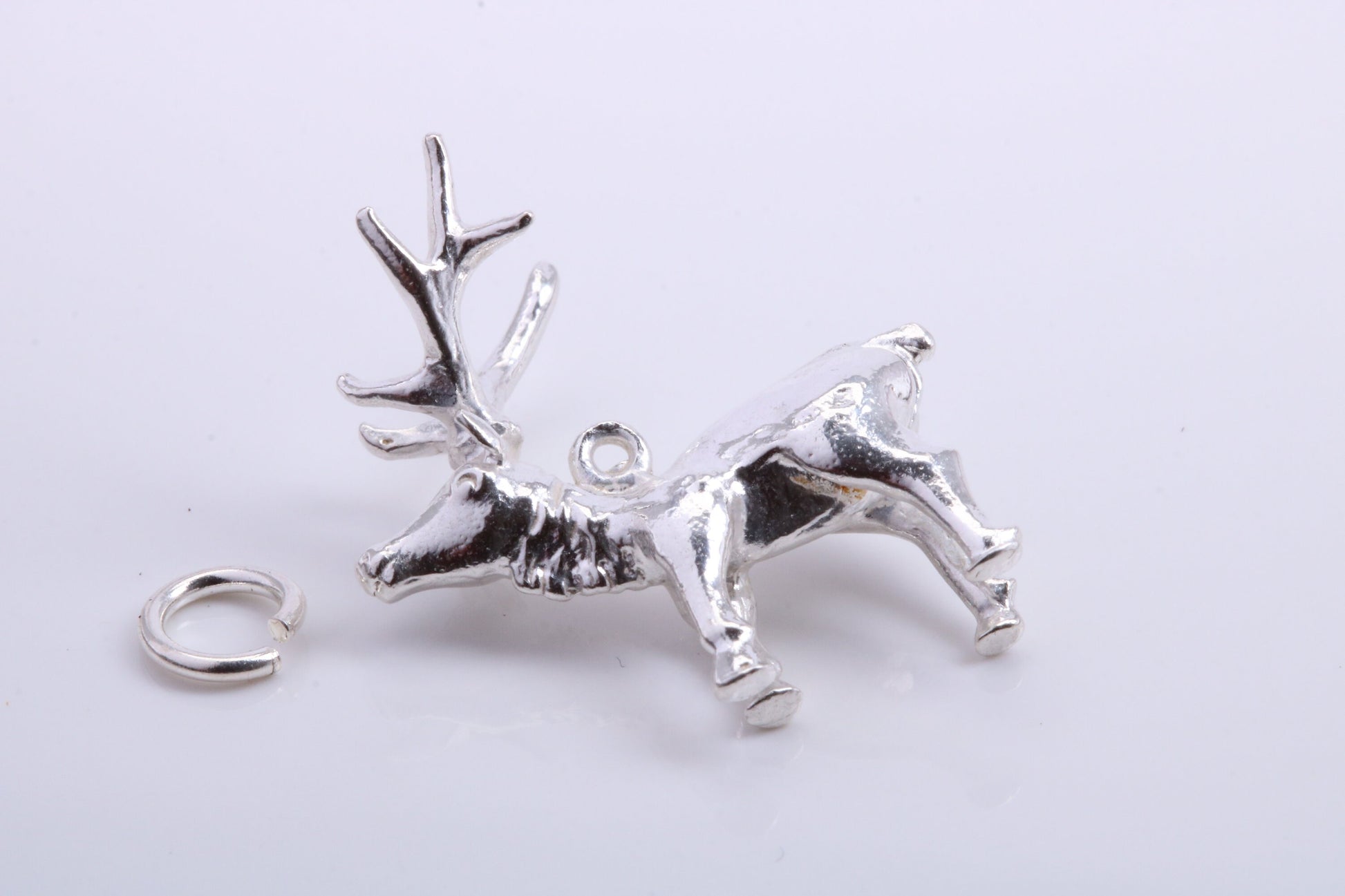 Stag Charm, Traditional Charm, Made from Solid 925 Grade Sterling Silver, Complete with Attachment Link
