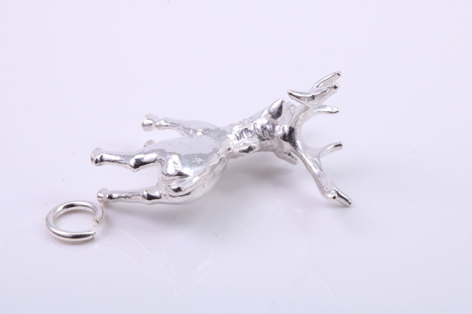 Stag Charm, Traditional Charm, Made from Solid 925 Grade Sterling Silver, Complete with Attachment Link