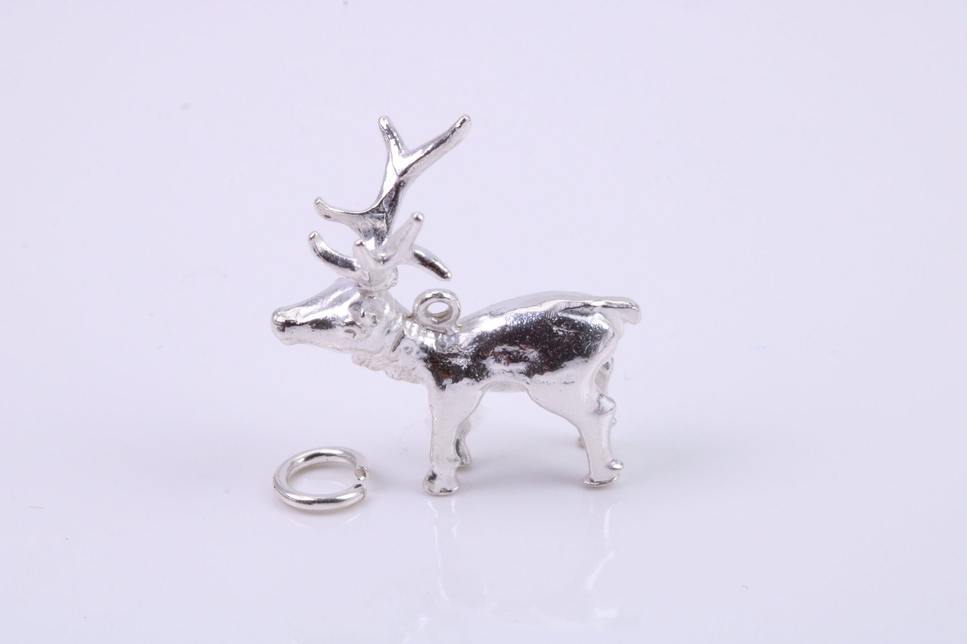 Stag Charm, Traditional Charm, Made from Solid 925 Grade Sterling Silver, Complete with Attachment Link