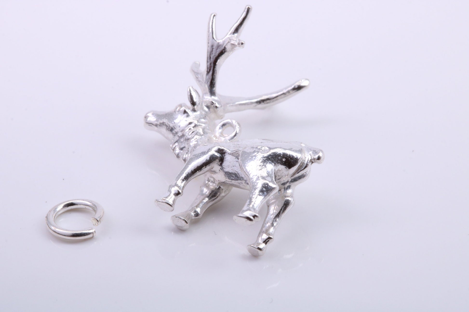 Stag Charm, Traditional Charm, Made from Solid 925 Grade Sterling Silver, Complete with Attachment Link