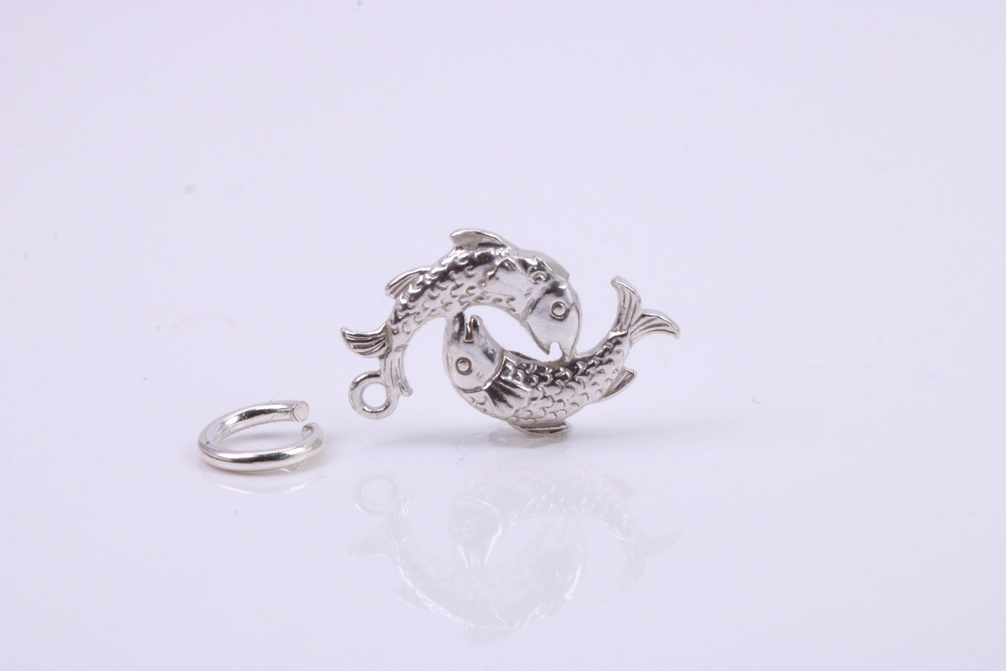 Salmon Fish Charm, Traditional Charm, Made from Solid 925 Grade Sterling Silver, Complete with Attachment Link