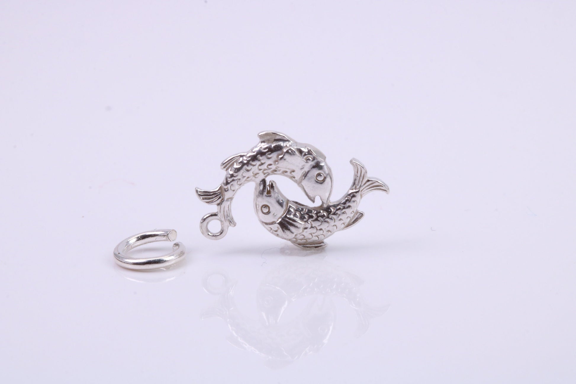Salmon Fish Charm, Traditional Charm, Made from Solid 925 Grade Sterling Silver, Complete with Attachment Link