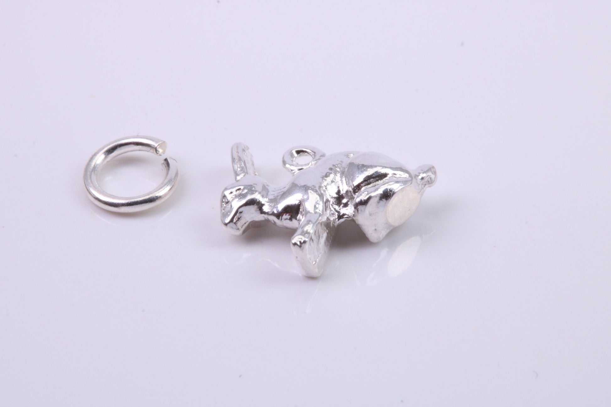 Bunny Rabbit Charm, Traditional Charm, Made from Solid 925 Grade Sterling Silver, Complete with Attachment Link