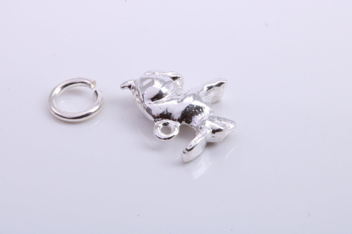 Bunny Rabbit Charm, Traditional Charm, Made from Solid 925 Grade Sterling Silver, Complete with Attachment Link