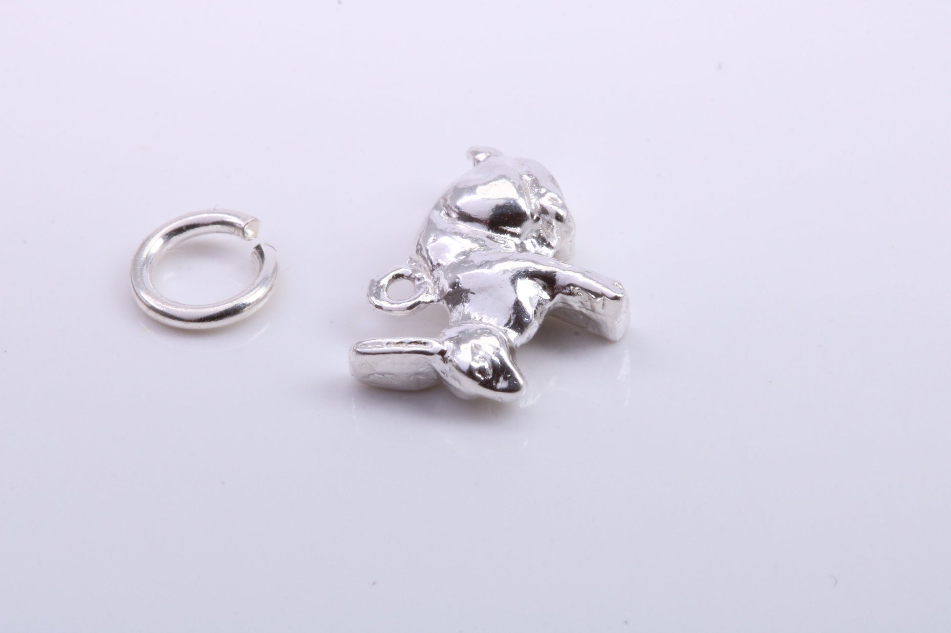 Bunny Rabbit Charm, Traditional Charm, Made from Solid 925 Grade Sterling Silver, Complete with Attachment Link