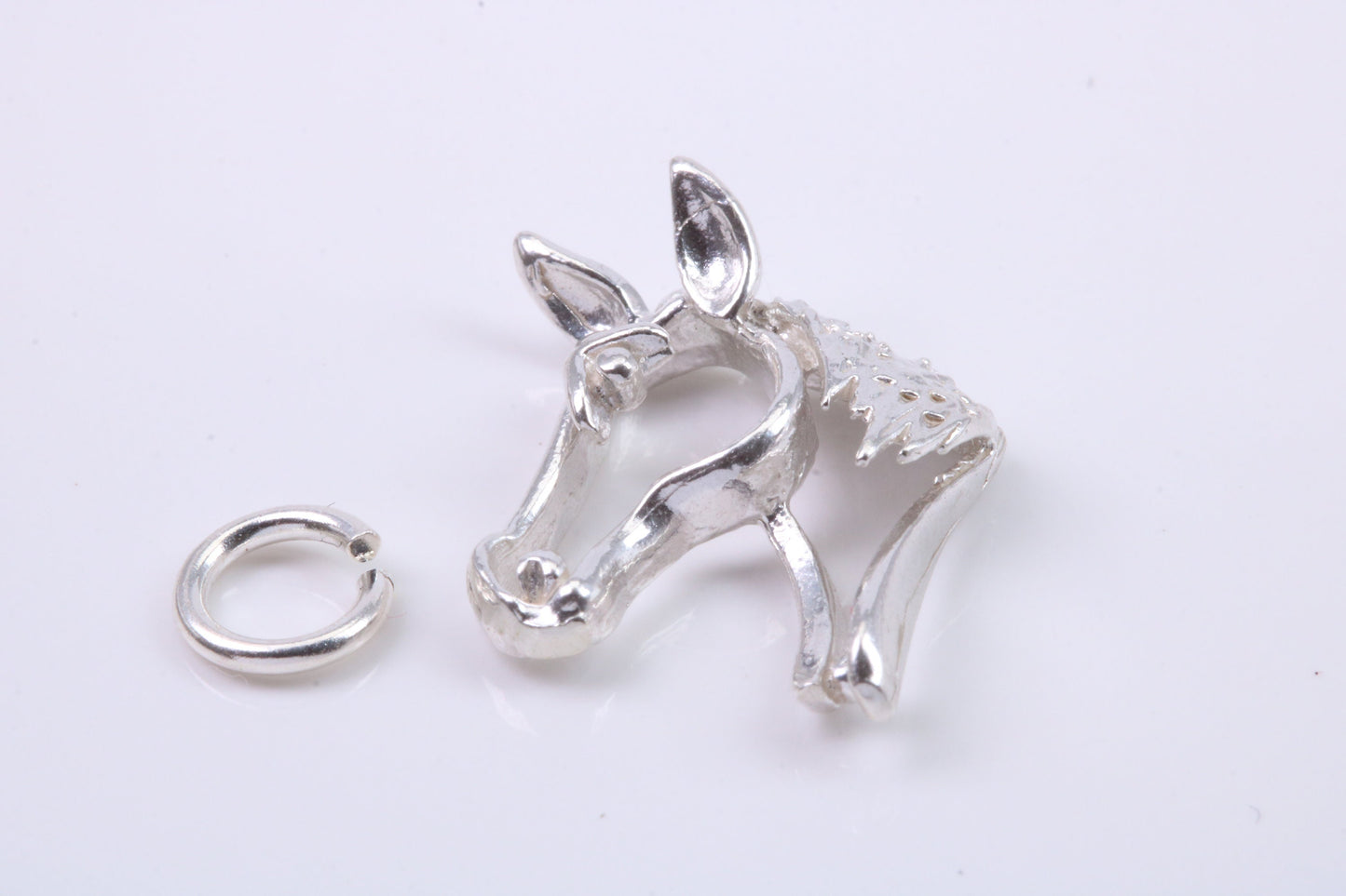 Horse Head Charm, Traditional Charm, Made from Solid 925 Grade Sterling Silver, Complete with Attachment Link