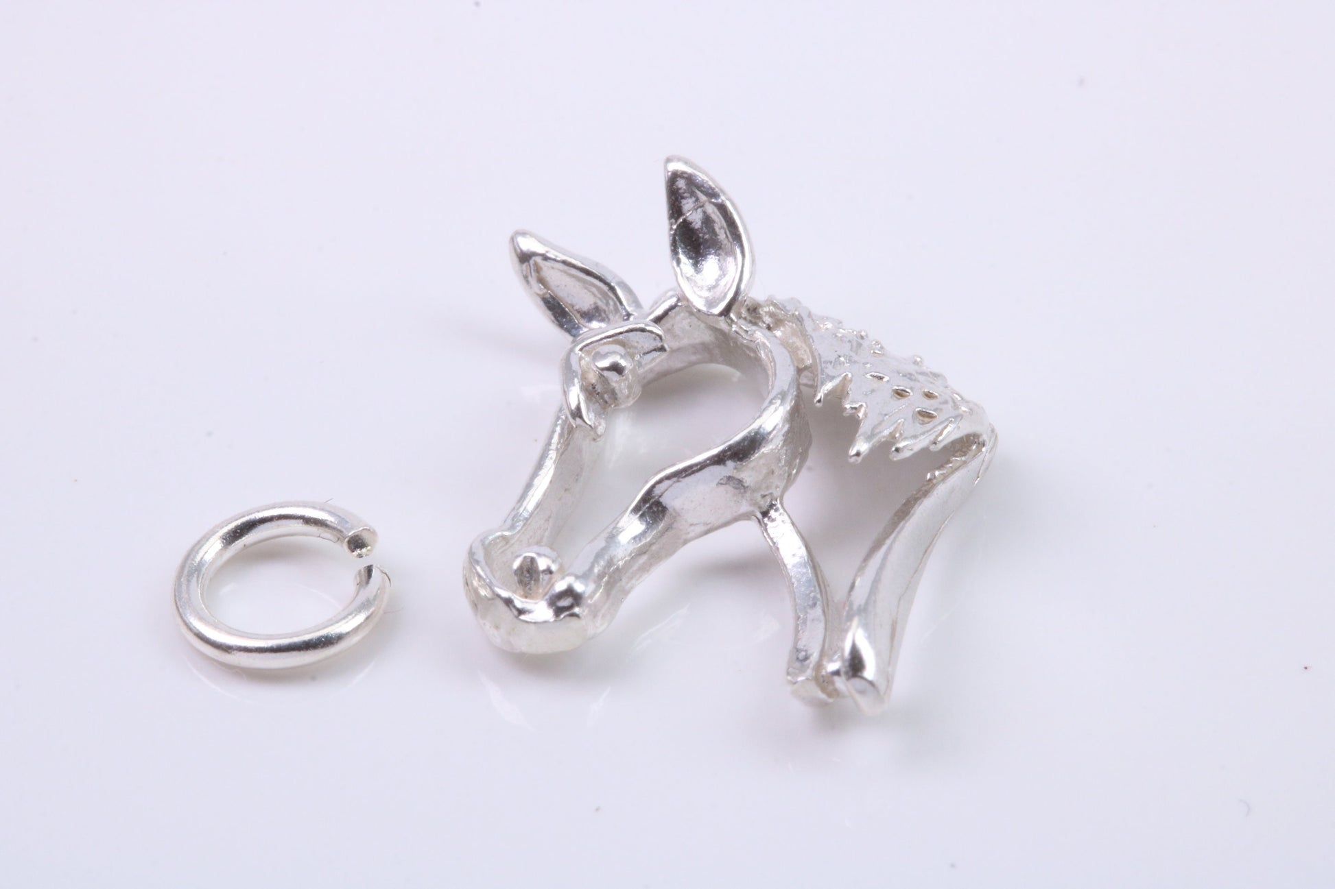Horse Head Charm, Traditional Charm, Made from Solid 925 Grade Sterling Silver, Complete with Attachment Link