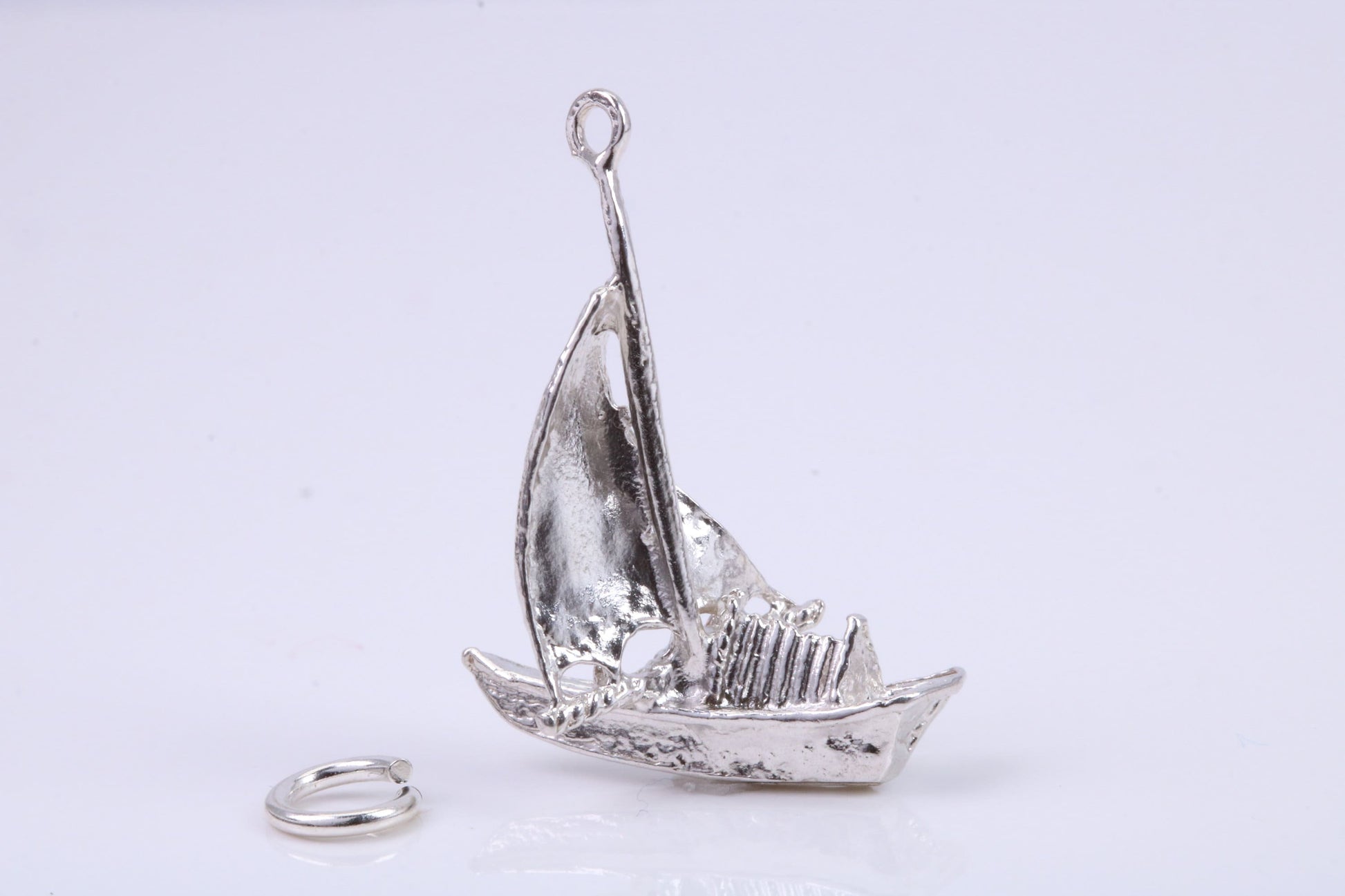 Sailing Boat Charm, Traditional Charm, Made from Solid 925 Grade Sterling Silver, Complete with Attachment Link