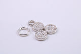 Casino Chips Charm, Traditional Charm, Made from Solid 925 Grade Sterling Silver, Complete with Attachment Link